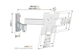 Vogel's TVM 3243 White - uchwyt ścienny uchylny do TV (19-43 cali)