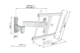Vogel's TVM 3443 White - uchwyt ścienny uchylny do TV (32-65 cali)