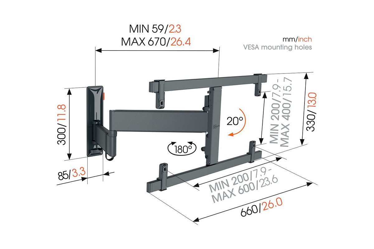 Vogel's TVM 3663 OLED - uchwyt ścienny uchylny do TV (40-77 cali)