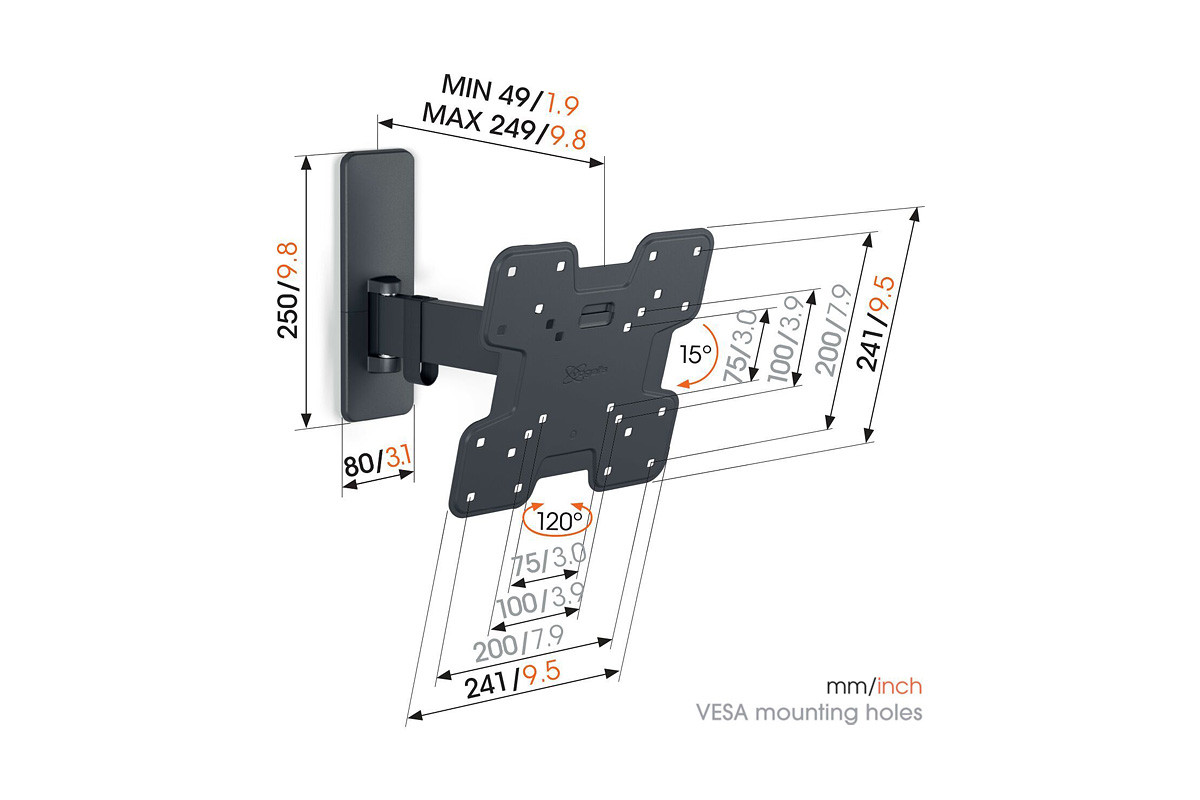 Vogel's TVM 1223 - uchwyt ścienny uchylny do TV (19-43 cali)