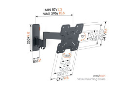 Vogel's TVM 1243 - uchwyt ścienny uchylny do TV (19-43 cali)